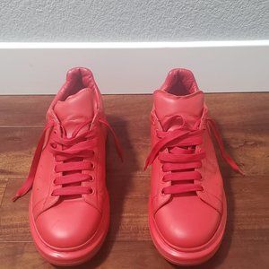 Alexander McQueen Leather Sneakers - Red in Red